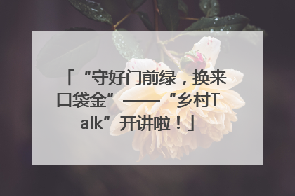“守好门前绿，换来口袋金”——“乡村Talk”开讲啦！