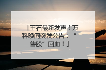 王石最新发声！万科晚间突发公告：“售股”回血！
