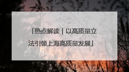 热点解读｜以高质量立法引领上海高质量发展
