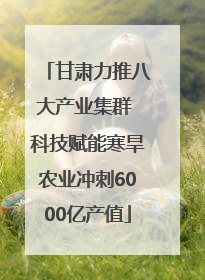 甘肃力推八大产业集群 科技赋能寒旱农业冲刺6000亿产值
