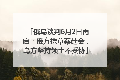 俄乌谈判6月2日再启：俄方携草案赴会，乌方坚持领土不妥协