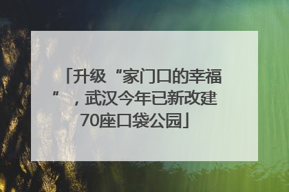 升级“家门口的幸福”，武汉今年已新改建70座口袋公园