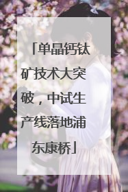 单晶钙钛矿技术大突破，中试生产线落地浦东康桥