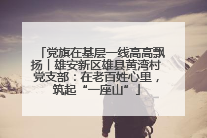 党旗在基层一线高高飘扬丨雄安新区雄县黄湾村党支部：在老百姓心里，筑起“一座山”