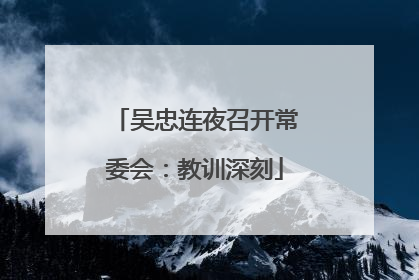 吴忠连夜召开常委会：教训深刻