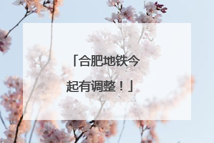 合肥地铁今起有调整！