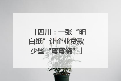 四川：一张“明白纸”让企业贷款少些“弯弯绕”