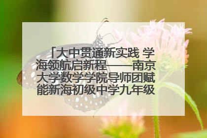 大中贯通新实践 学海领航启新程——南京大学数学学院导师团赋能新海初级中学九年级学子生涯规划