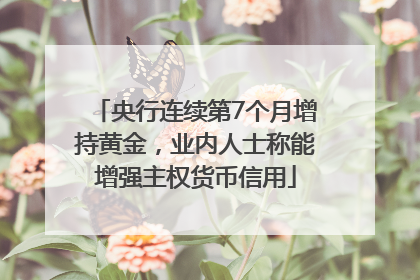 央行连续第7个月增持黄金，业内人士称能增强主权货币信用