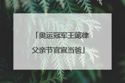 奥运冠军王懿律父亲节官宣当爸