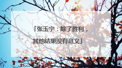 张玉宁：除了胜利，其他结果没有意义