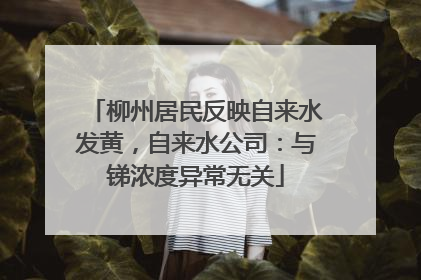 柳州居民反映自来水发黄，自来水公司：与锑浓度异常无关