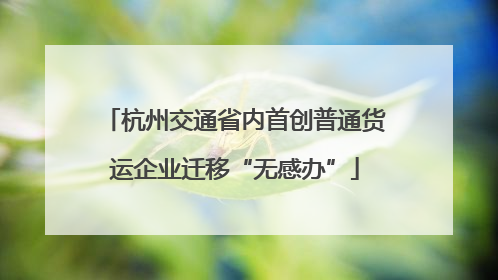 杭州交通省内首创普通货运企业迁移“无感办”