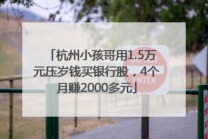 杭州小孩哥用1.5万元压岁钱买银行股，4个月赚2000多元