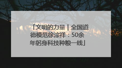 文明的力量｜全国道德模范徐淙祥：50余年躬身科技种粮一线