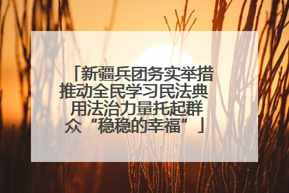新疆兵团务实举措推动全民学习民法典 用法治力量托起群众“稳稳的幸福”