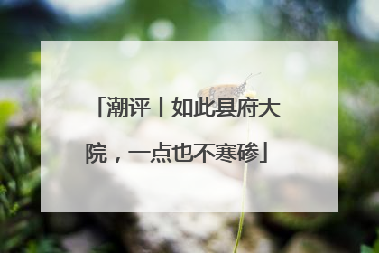 潮评丨如此县府大院，一点也不寒碜
