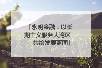 永明金融：以长期主义服务大湾区，共绘发展蓝图