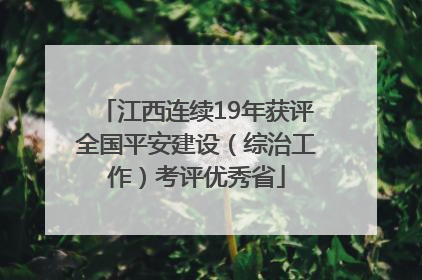 江西连续19年获评全国平安建设（综治工作）考评优秀省