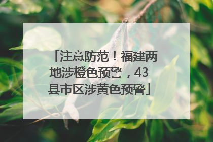 注意防范！福建两地涉橙色预警，43县市区涉黄色预警