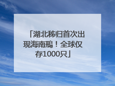 湖北秭归首次出现海南鳽！全球仅存1000只