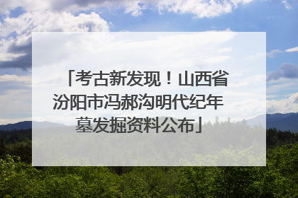 考古新发现！山西省汾阳市冯郝沟明代纪年墓发掘资料公布