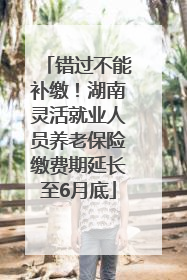 错过不能补缴！湖南灵活就业人员养老保险缴费期延长至6月底