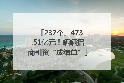 237个、473.51亿元！晒晒招商引资“成绩单”